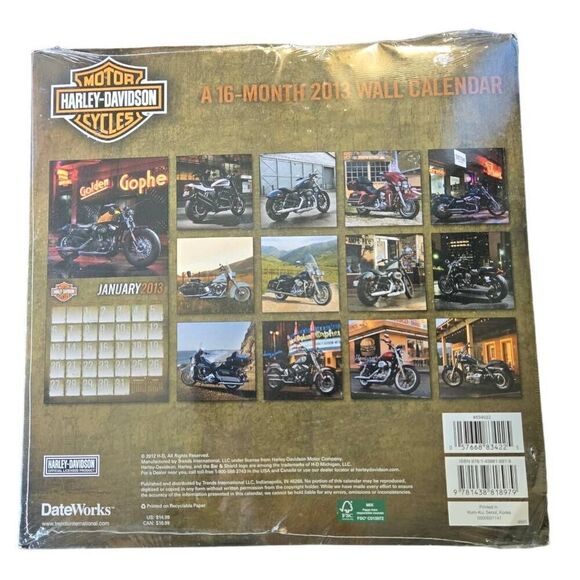 Harley-Davidson Vintage Calendar 16 month 2013 Bike Pictures NIB - Picture 4 of 4